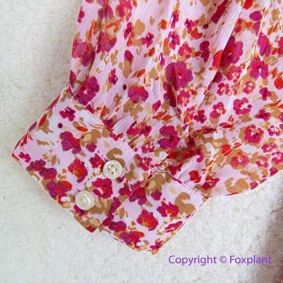 New! J Crew Dress Red Pink Floral Print Tiered Long Sleeves, size 3X - Picture 11 of 16